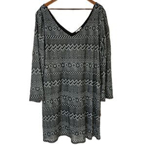 free 2 luv Boho Flowy Bell Sleeve Dress Women's 2X Silver Metallic Witchy Glam